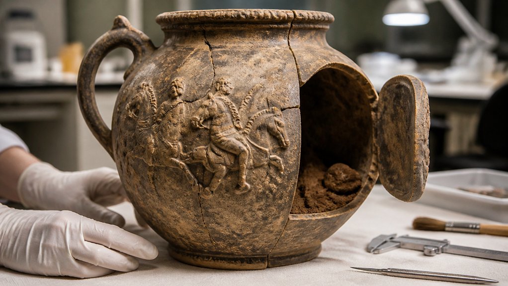 Italijoje rastas ąsotis, vaizduojantis raitelius: tai, kas buvo jo viduje, labai nustebino archeologus